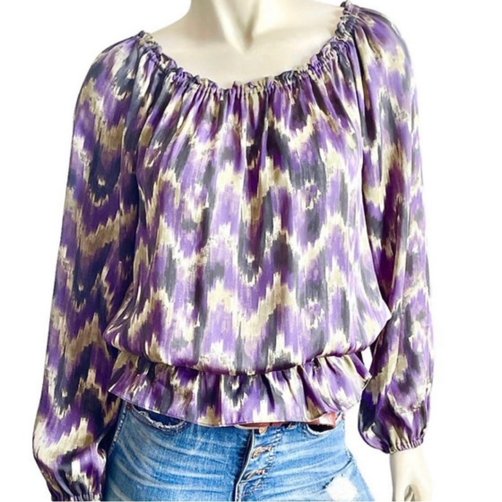 MICHAEL Michael Kors silky multicolor Peplum blouse